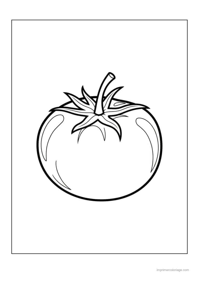 coloriage tomate tomate au calice fourni - dessin gratuit &agrave; imprimer