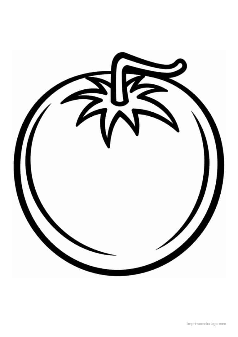 coloriage tomate tomate au trait epais 2 - dessin gratuit &agrave; imprimer