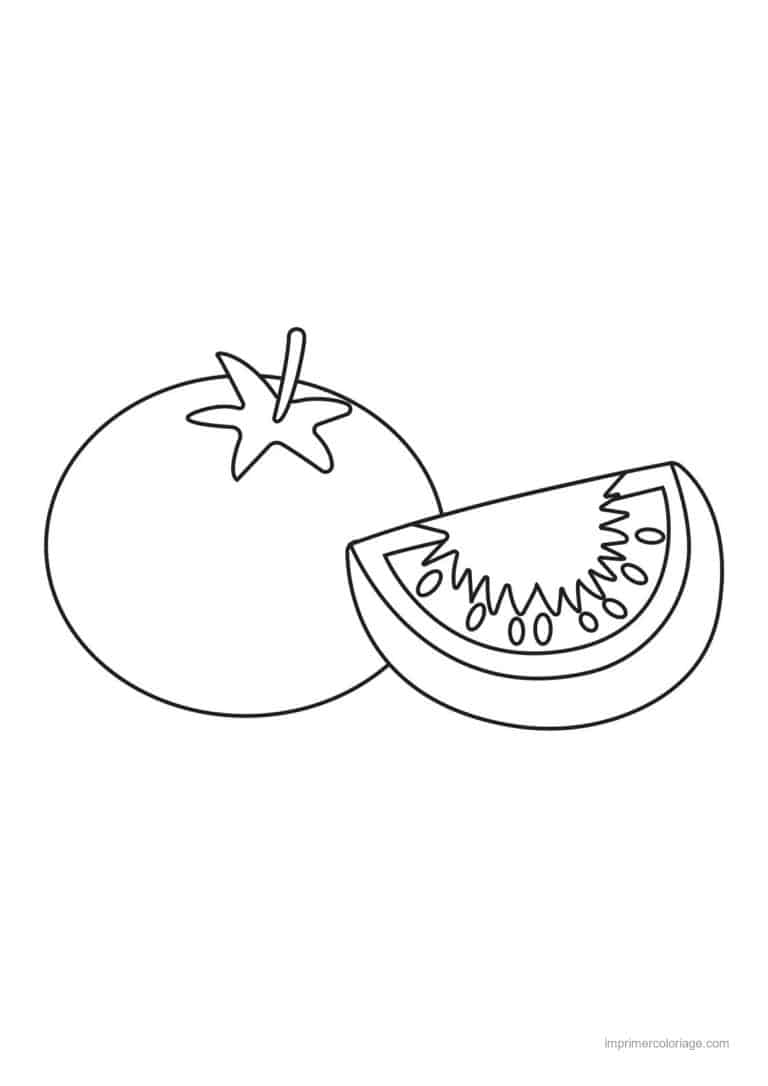 coloriage tomate tomate entiere et quartier - dessin gratuit &agrave; imprimer