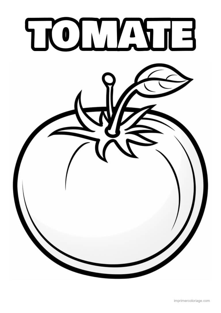 coloriage tomate tomate et sa feuille - dessin gratuit &agrave; imprimer
