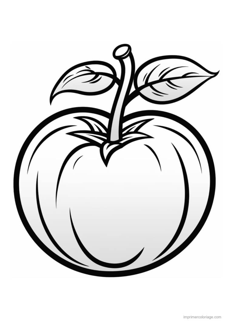 coloriage tomate tomate et ses deux feuilles - dessin gratuit &agrave; imprimer