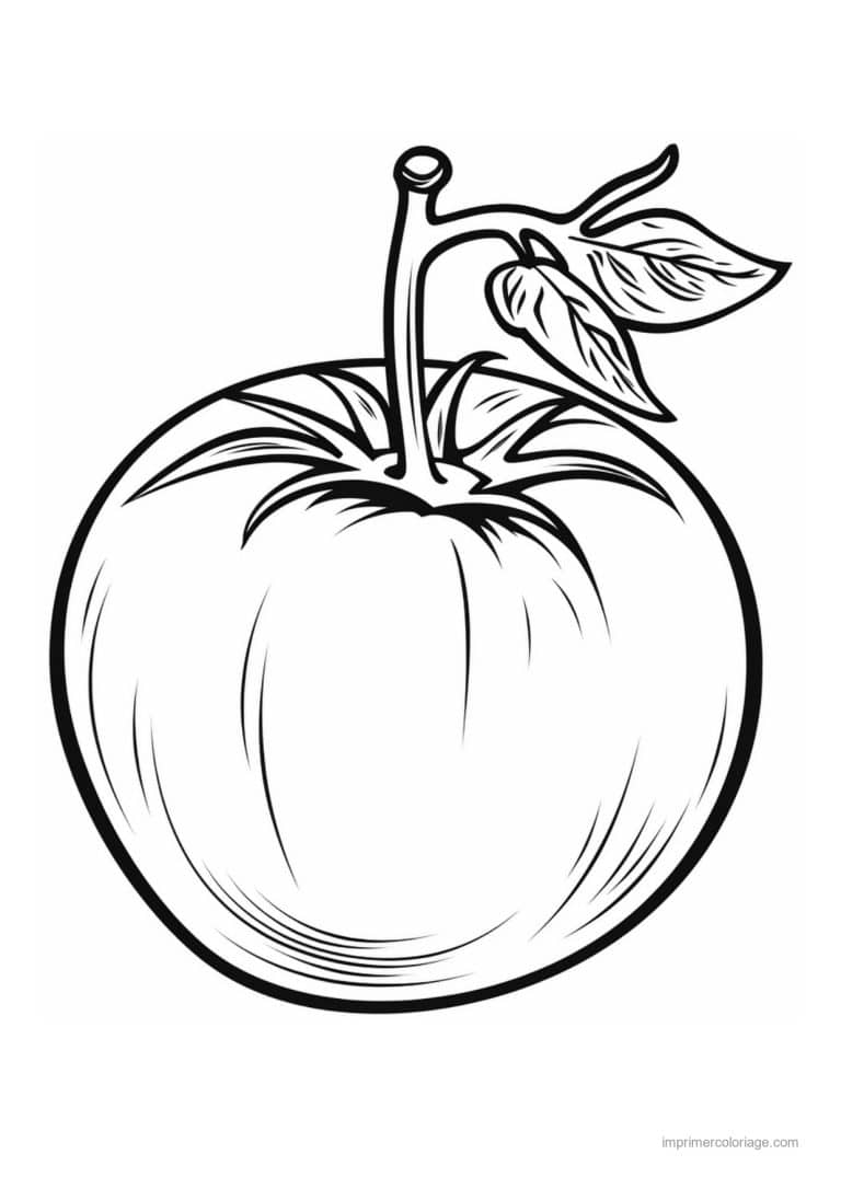 coloriage tomate tomate et ses feuilles - dessin gratuit &agrave; imprimer