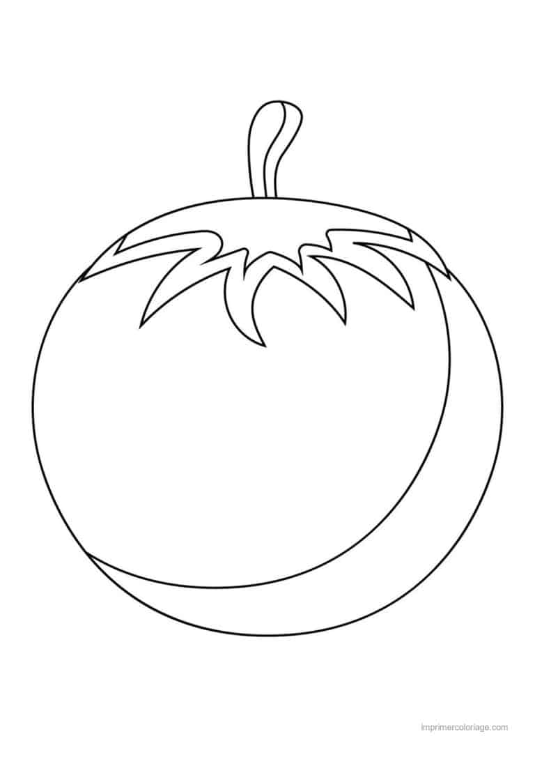 coloriage tomate tomate et son calice - dessin gratuit &agrave; imprimer