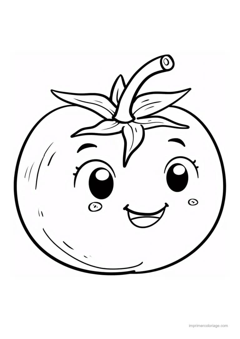 coloriage tomate tomate kawaii aux grands yeux 2 - dessin gratuit &agrave; imprimer