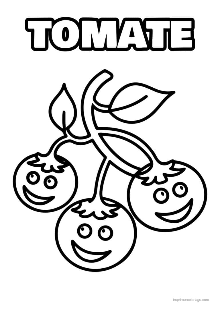 coloriage tomate tomates cerises kawaii - dessin gratuit &agrave; imprimer