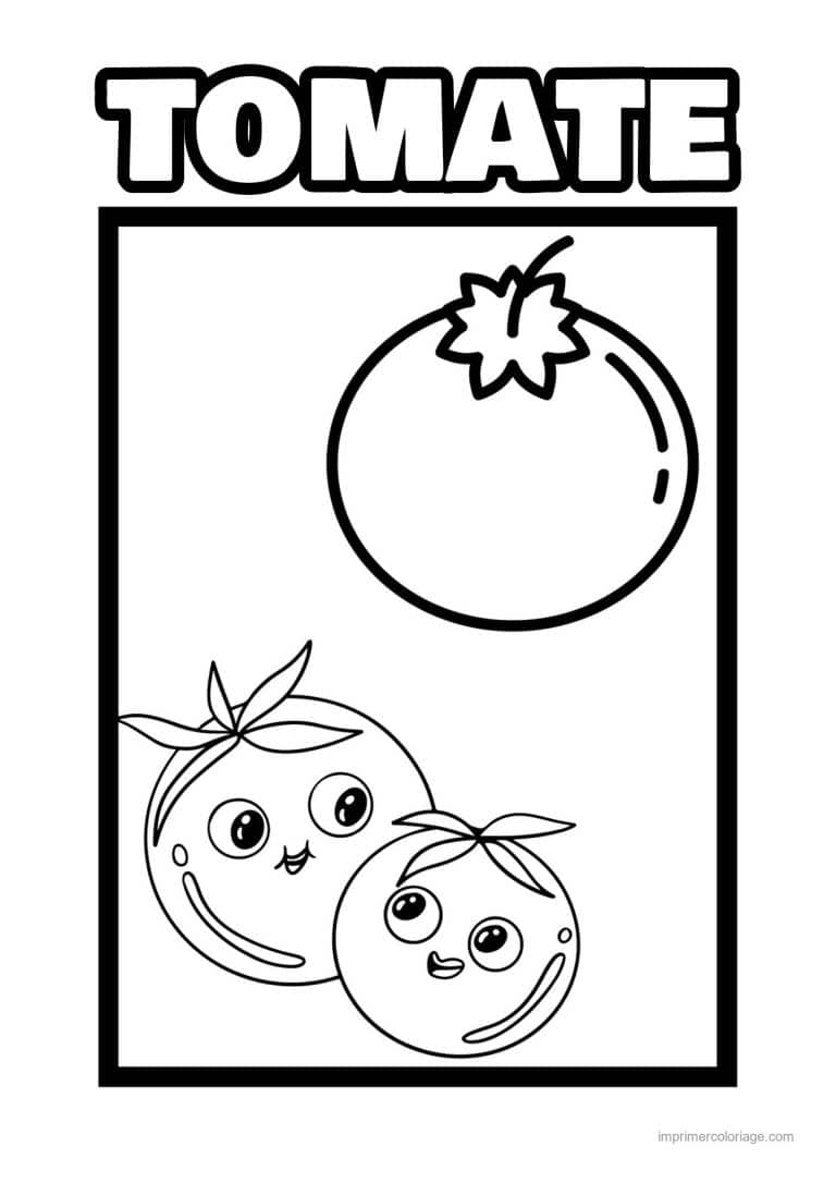 coloriage tomate tomates kawaii et leur mere - dessin gratuit &agrave; imprimer