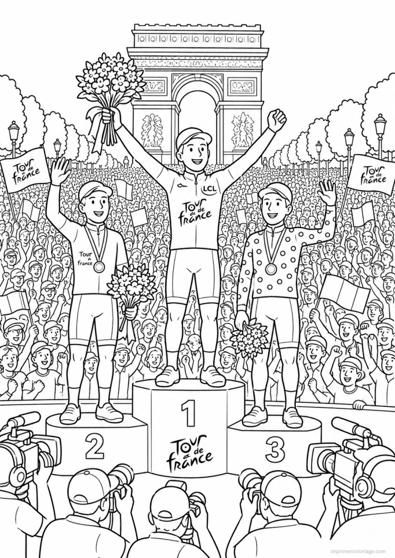 coloriage tour france podium maillot bouquet - dessin gratuit &agrave; imprimer
