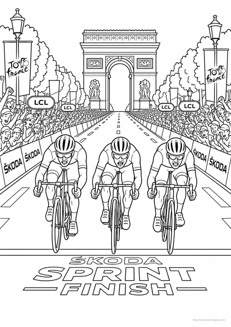 coloriage tour france sprint champs elysees - dessin gratuit &agrave; imprimer