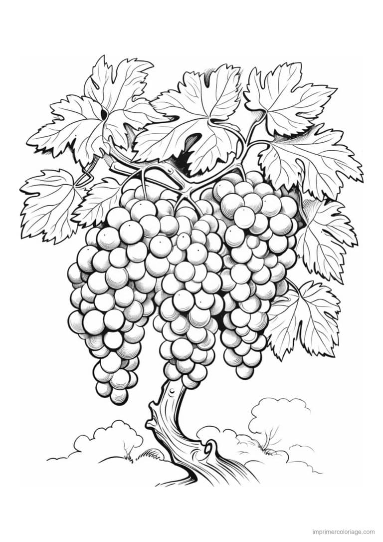 coloriage treille de raisin - dessin gratuit &agrave; imprimer