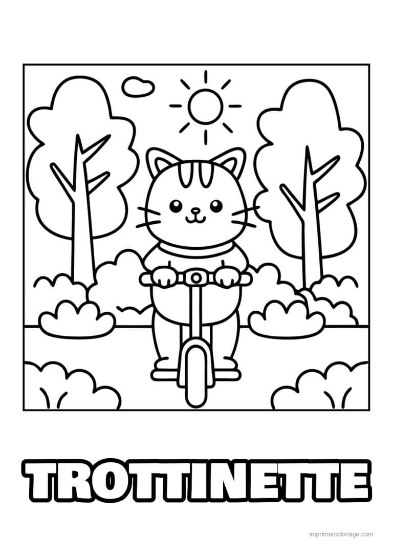 coloriage trottinette chat trottinette - dessin gratuit &agrave; imprimer