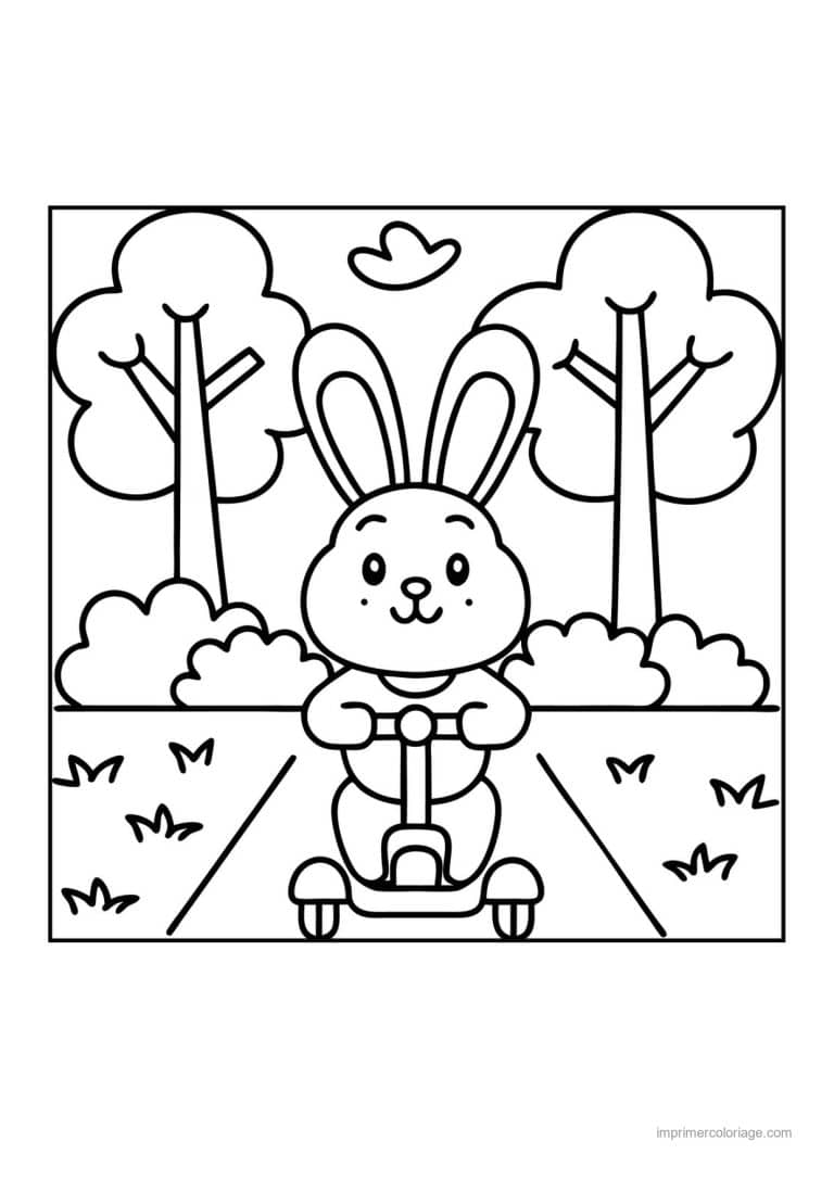coloriage trottinette lapin trottinette - dessin gratuit &agrave; imprimer