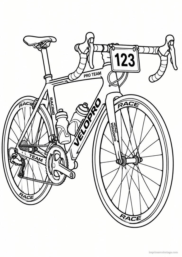 coloriage velo dossard bidon course - dessin gratuit &agrave; imprimer