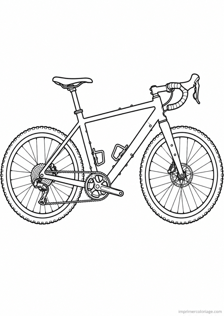 coloriage velo gravel aventure profil - dessin gratuit &agrave; imprimer