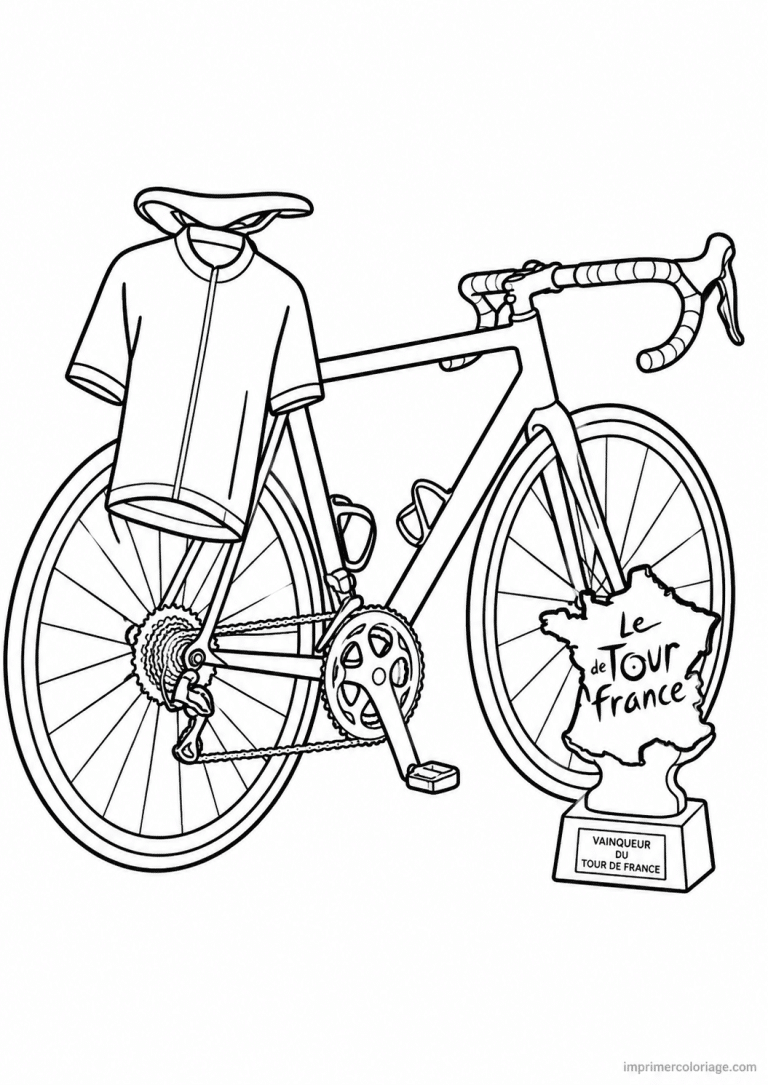 coloriage velo maillot jaune trophee - dessin gratuit &agrave; imprimer