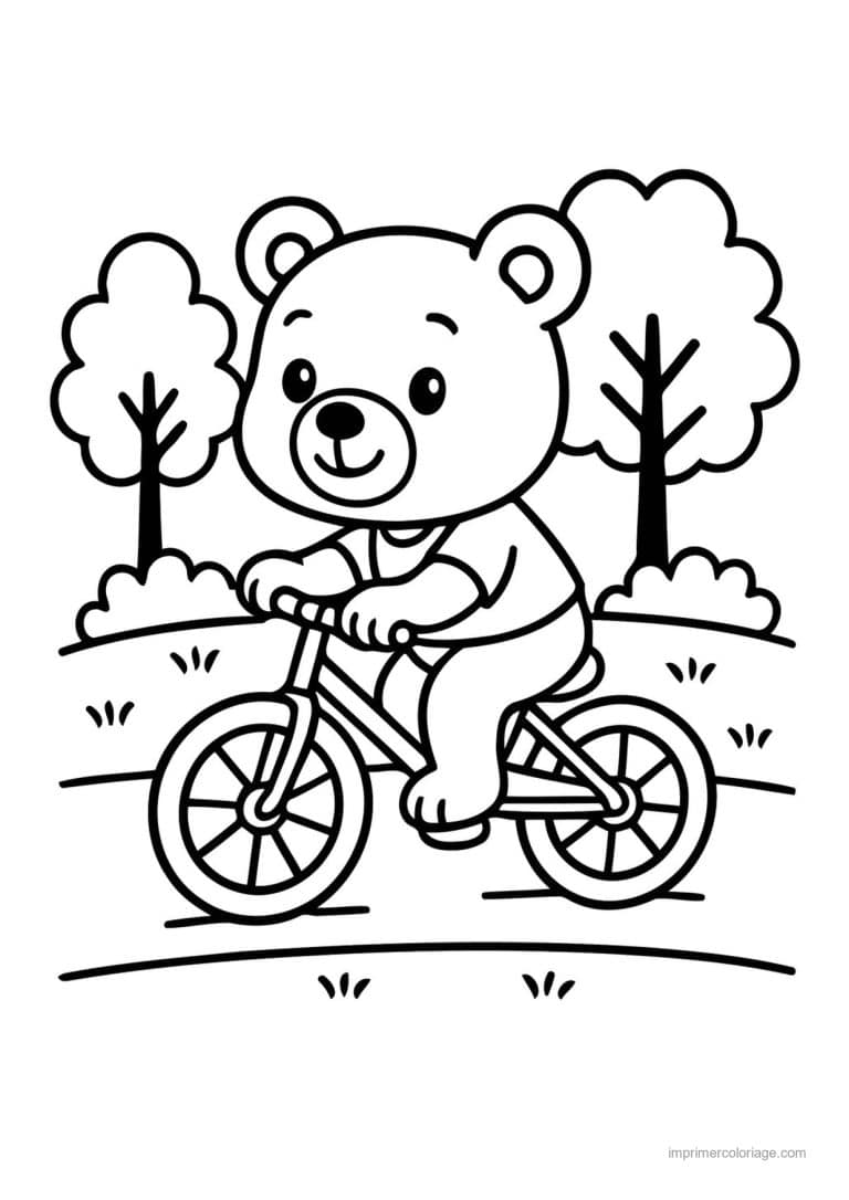 coloriage velo ourson velo - dessin gratuit &agrave; imprimer