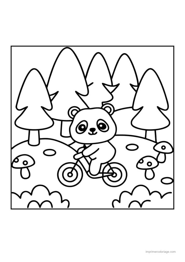coloriage velo panda velo - dessin gratuit &agrave; imprimer