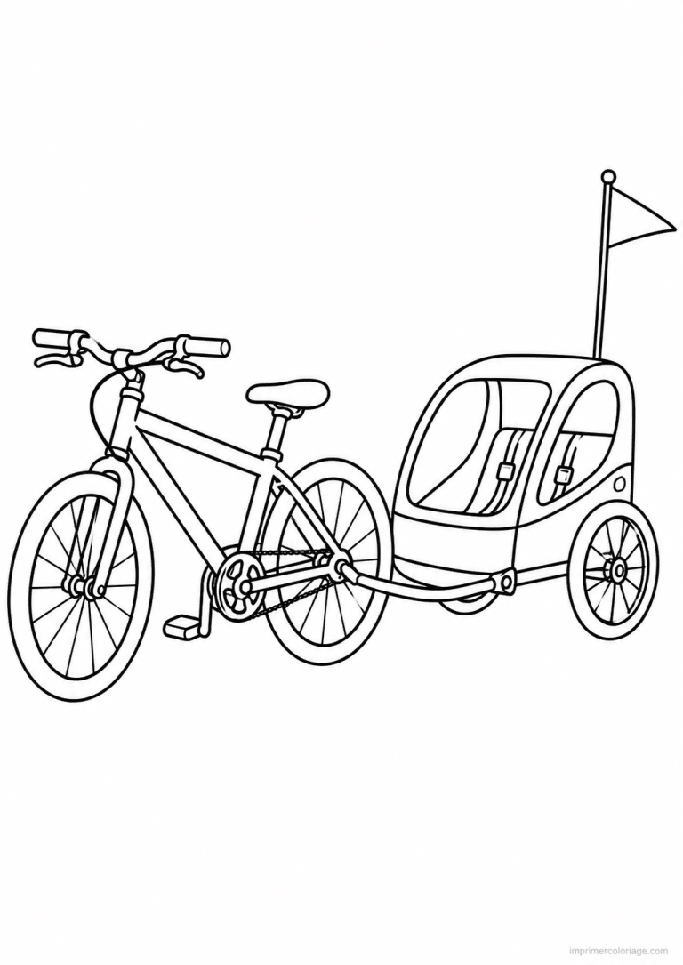 coloriage velo remorque enfants drapeau - dessin gratuit &agrave; imprimer