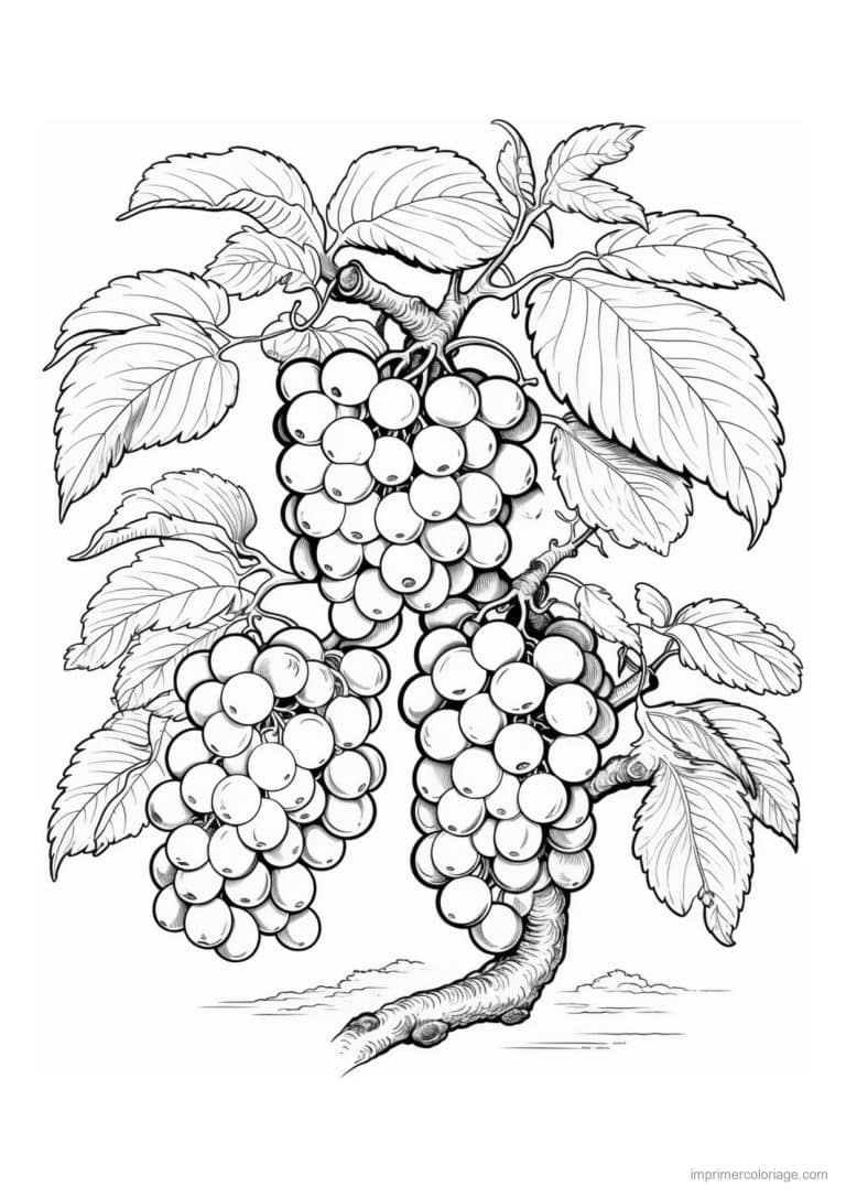 coloriage vigne chargee de raisin - dessin gratuit &agrave; imprimer