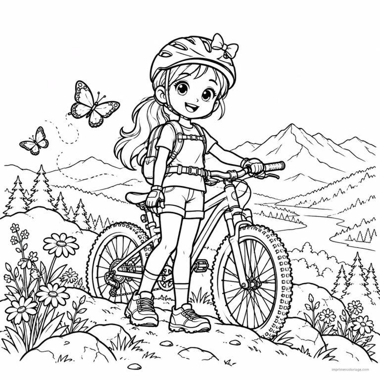 coloriage vtt cute fille sommet - dessin gratuit &agrave; imprimer