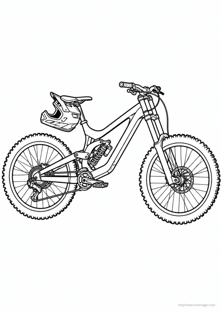 coloriage vtt descente dh suspendu 2 - dessin gratuit &agrave; imprimer