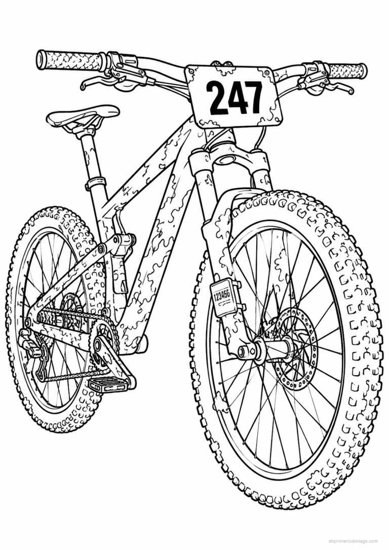 coloriage vtt dossard course pret - dessin gratuit &agrave; imprimer