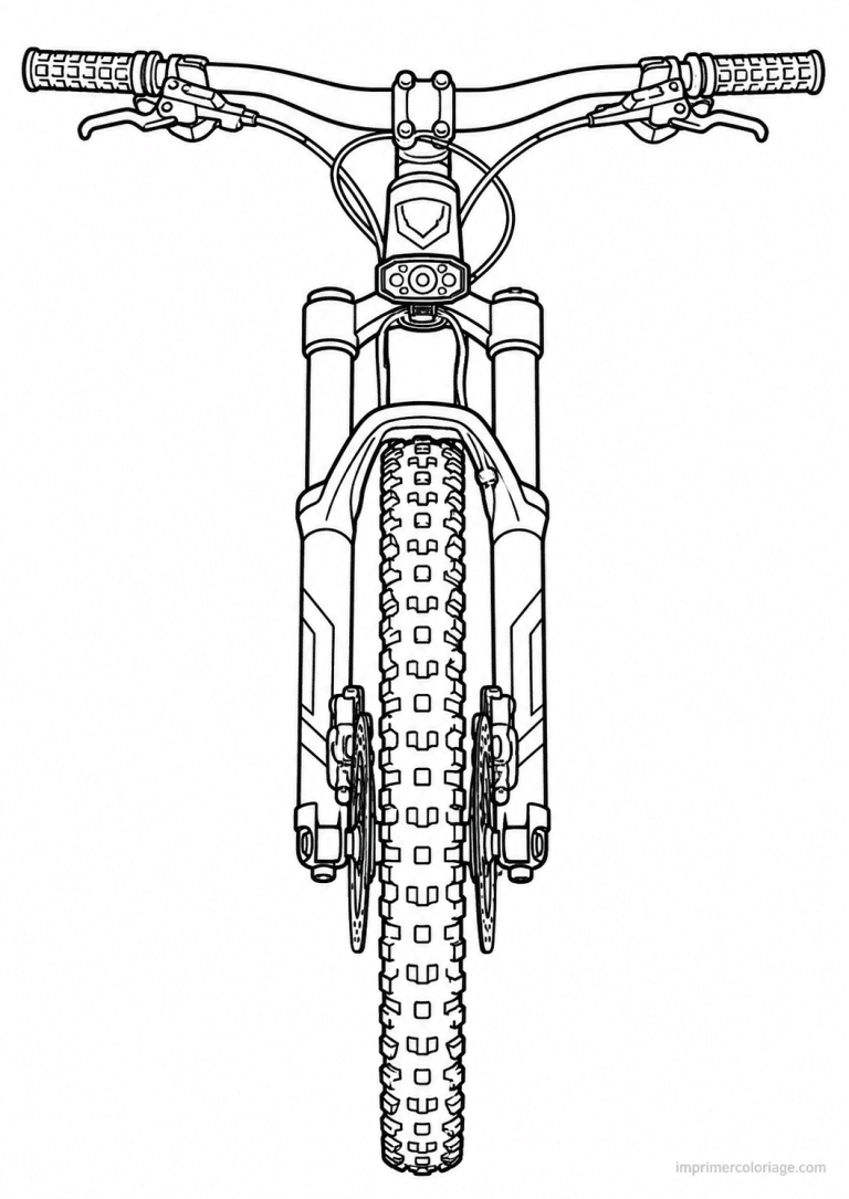 coloriage vtt face fourche pneu 2 - dessin gratuit &agrave; imprimer