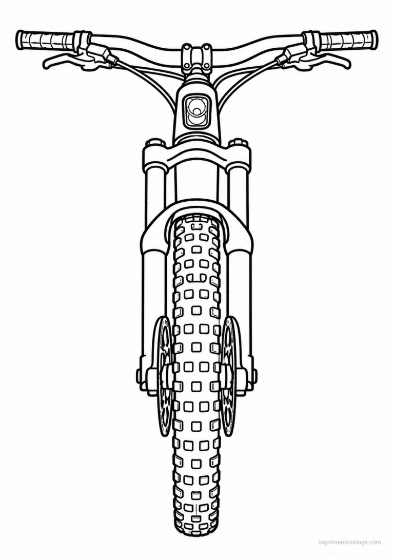 coloriage vtt face fourche pneu - dessin gratuit &agrave; imprimer