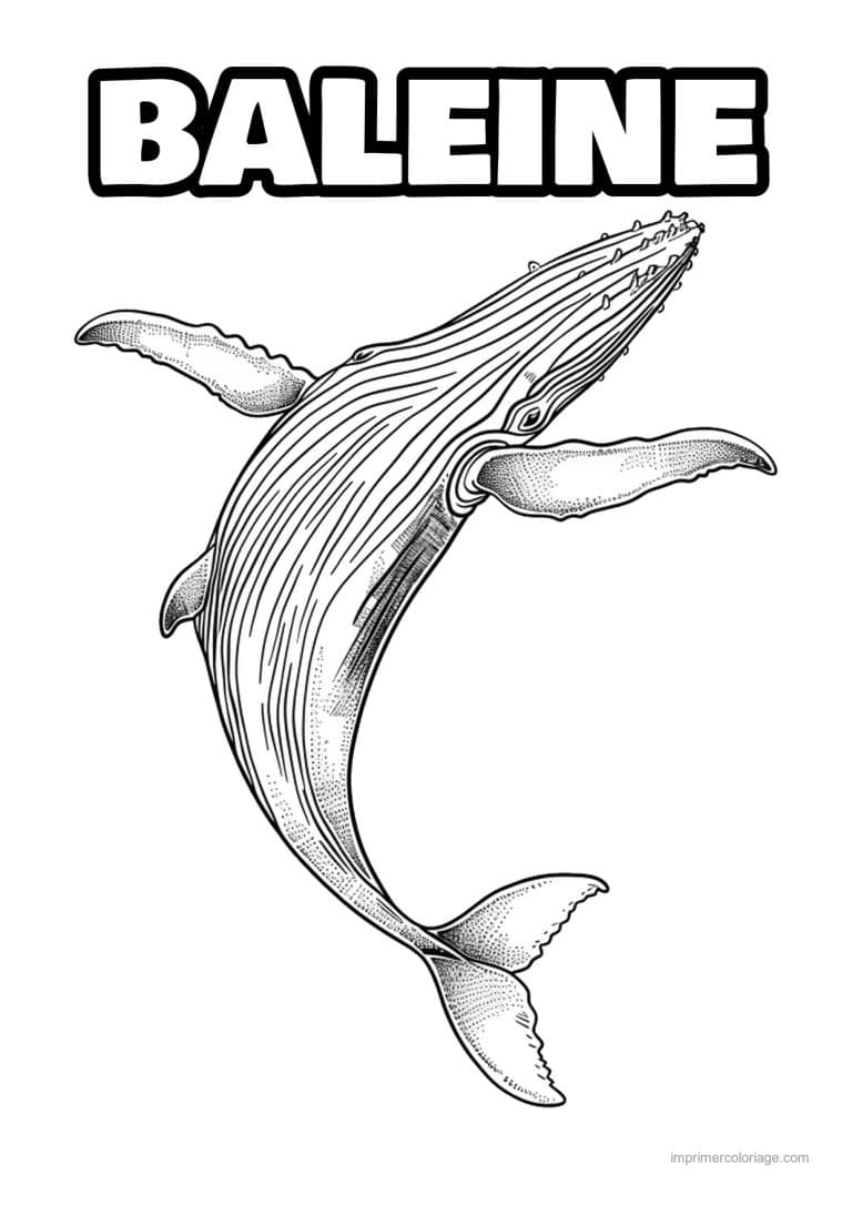 coloriage baleine a bosse realiste en saut - dessin gratuit &agrave; imprimer