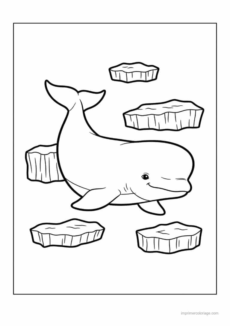 coloriage baleine beluga entre les glaces - dessin gratuit &agrave; imprimer