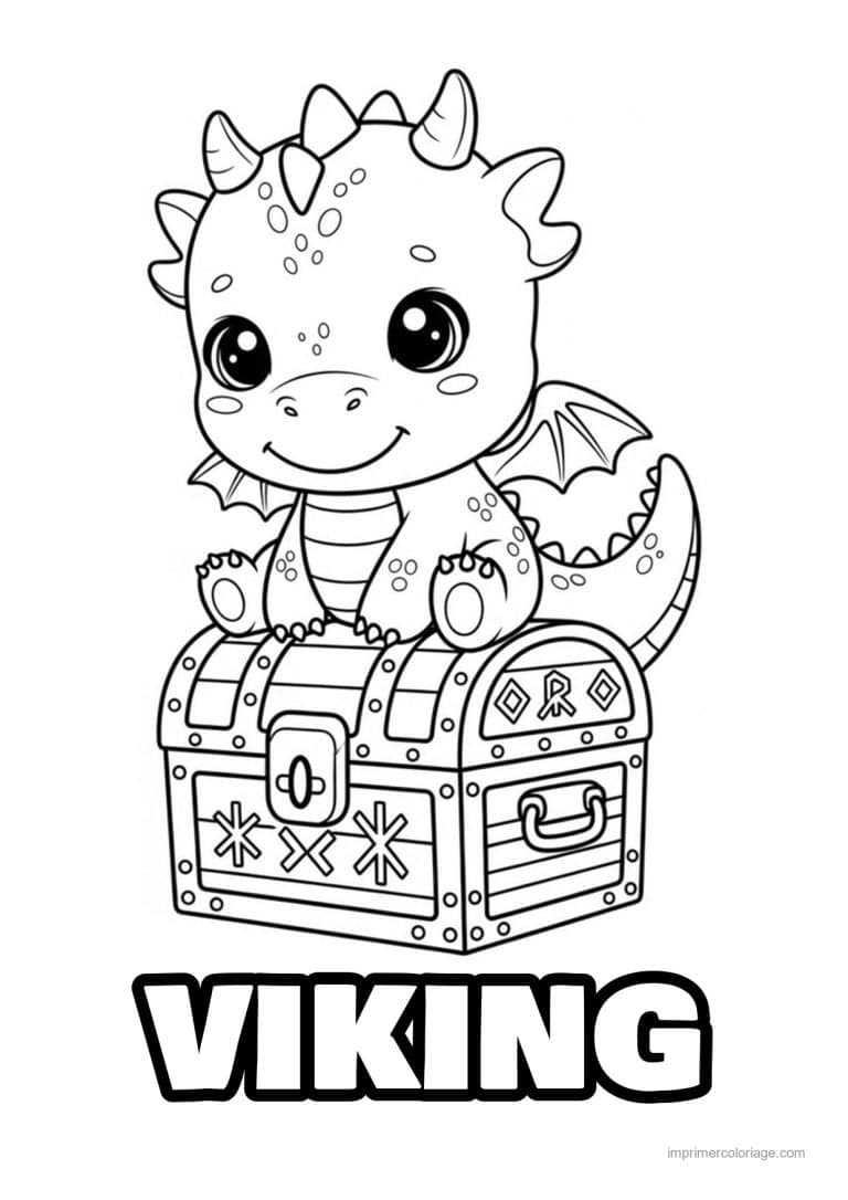 coloriage bebe dragon coffre - dessin gratuit &agrave; imprimer