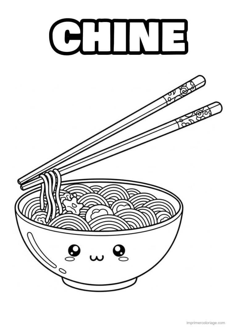 coloriage bol de nouilles - dessin gratuit &agrave; imprimer
