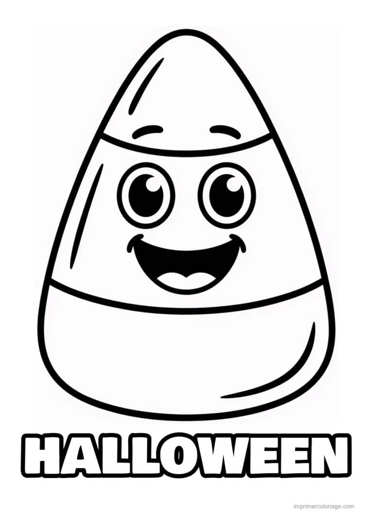 coloriage bonbon halloween bonbon de mais rieur - dessin gratuit &agrave; imprimer