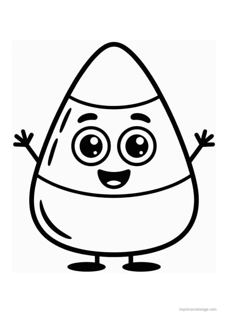 coloriage bonbon halloween bonbon de mais souriant - dessin gratuit &agrave; imprimer