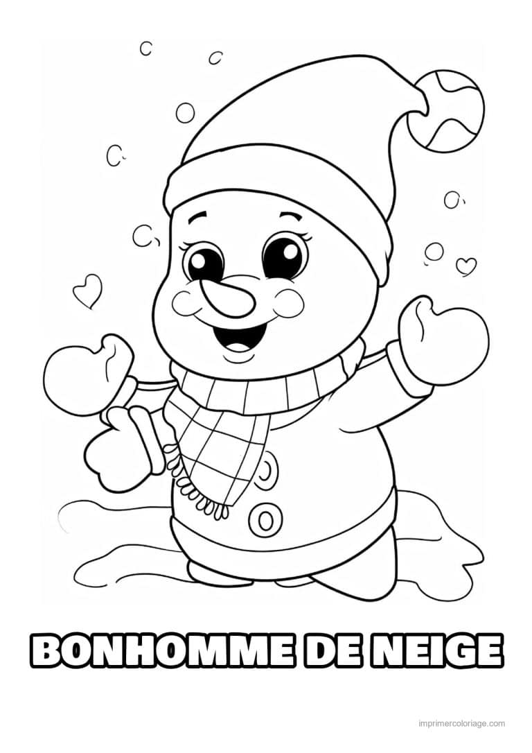 coloriage bonhomme de neige bonhomme neige bonnet moufles - dessin gratuit &agrave; imprimer
