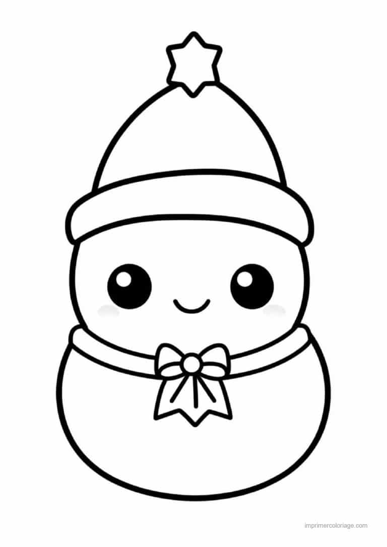 coloriage bonhomme de neige bonhomme neige bonnet noeud - dessin gratuit &agrave; imprimer