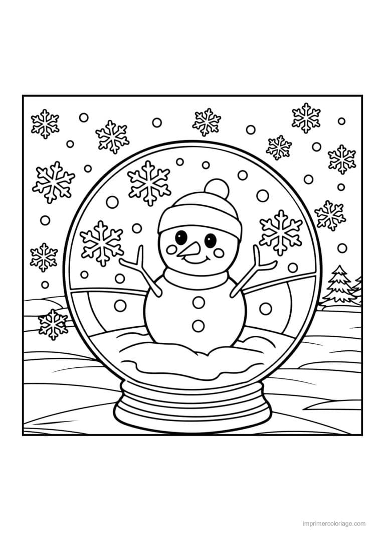 coloriage bonhomme de neige bonhomme neige boule neige flocons - dessin gratuit &agrave; imprimer