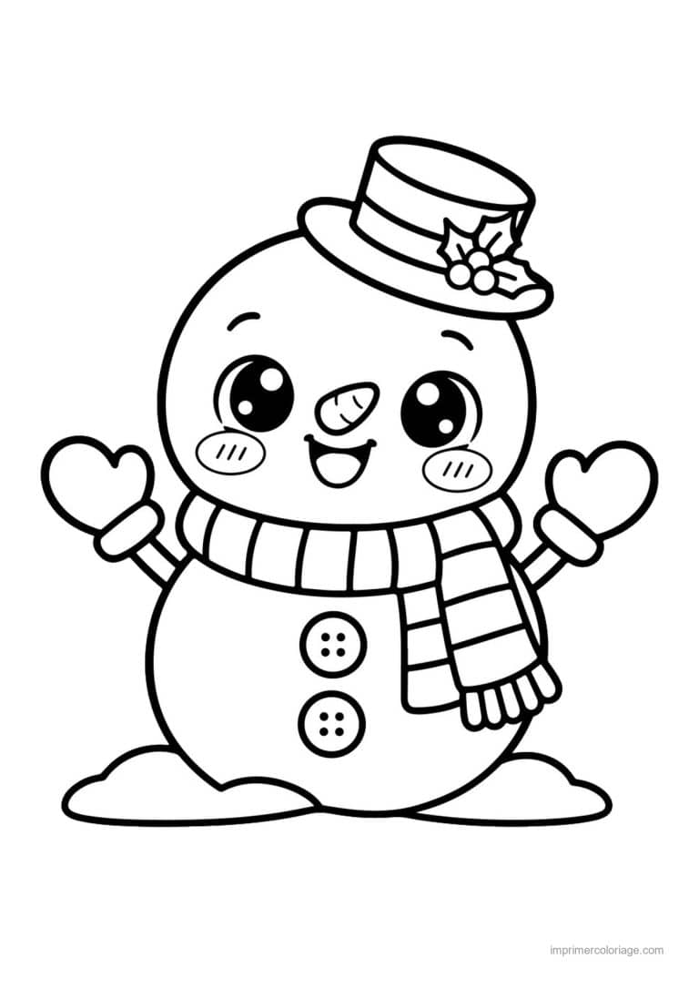 coloriage bonhomme de neige bonhomme neige chapeau echarpe 2 - dessin gratuit &agrave; imprimer