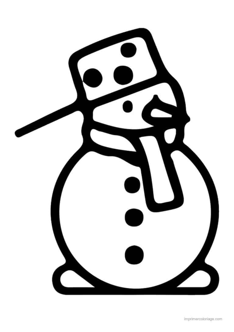 coloriage bonhomme de neige bonhomme neige chapeau echarpe - dessin gratuit &agrave; imprimer