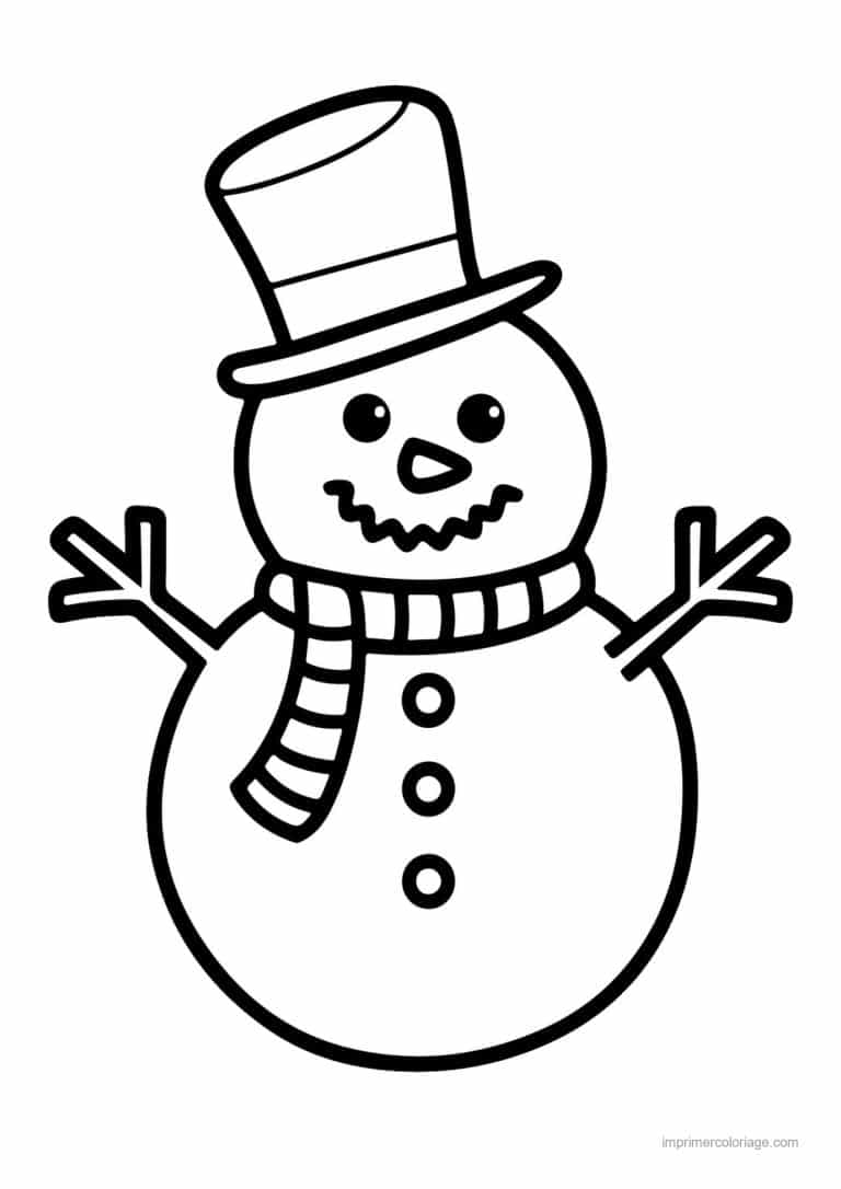 coloriage bonhomme de neige bonhomme neige chapeau haut forme - dessin gratuit &agrave; imprimer
