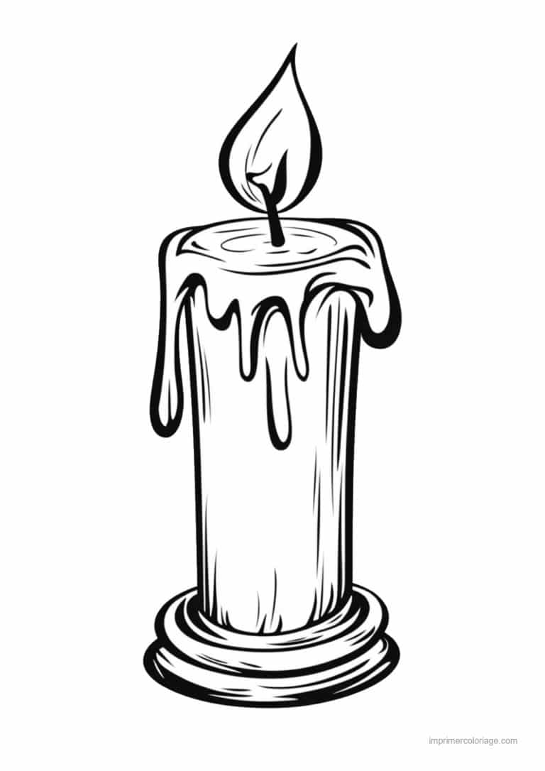 coloriage bougie bougie coulee socle rond - dessin gratuit &agrave; imprimer