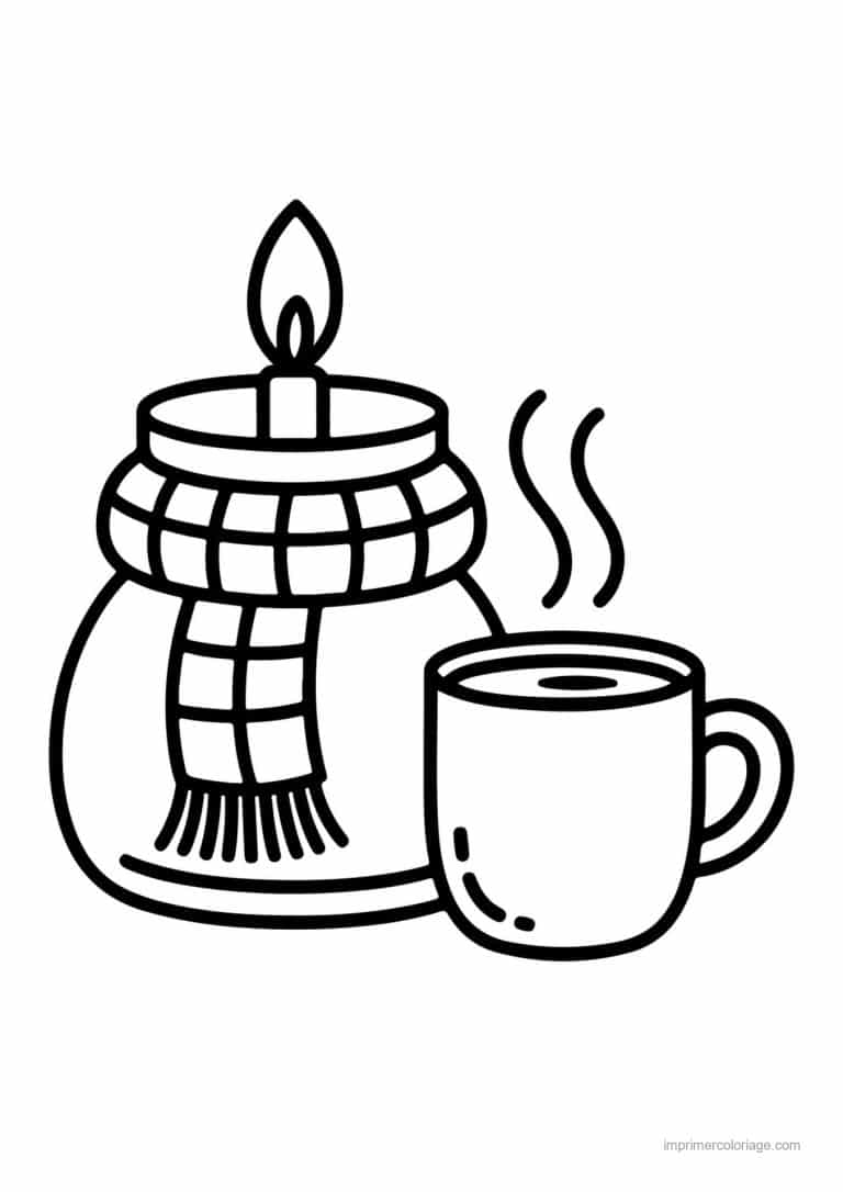 coloriage bougie bougie echarpe tasse chaude - dessin gratuit &agrave; imprimer
