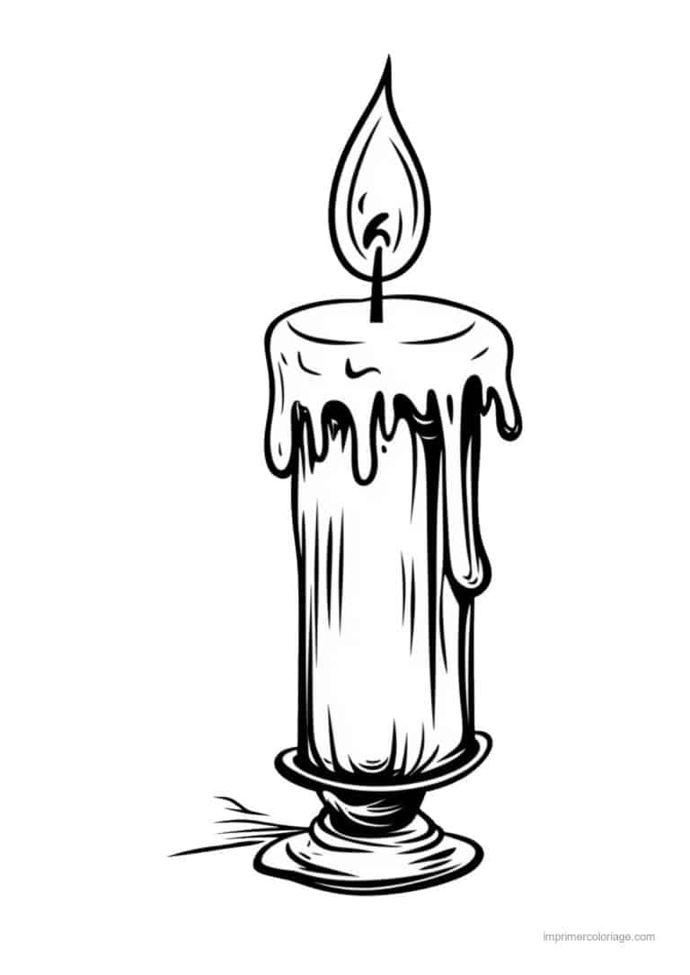 coloriage bougie bougie fine chandelier - dessin gratuit &agrave; imprimer