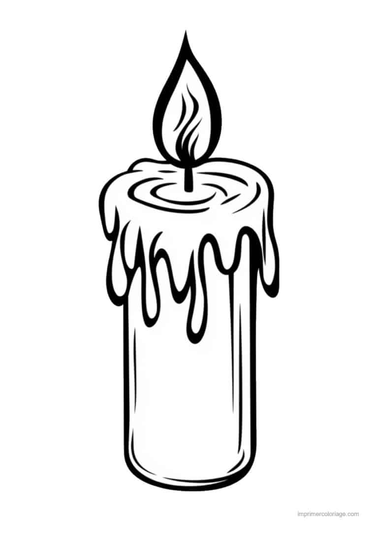 coloriage bougie bougie simple coulures - dessin gratuit &agrave; imprimer