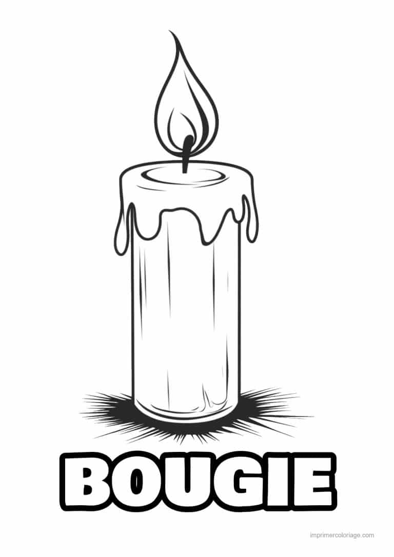 coloriage bougie bougie simple ombre sol - dessin gratuit &agrave; imprimer