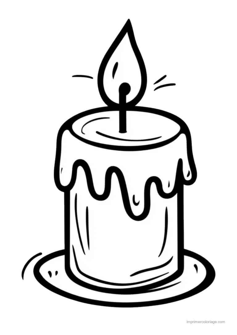 coloriage bougie bougie trapue flamme rayonnante - dessin gratuit &agrave; imprimer