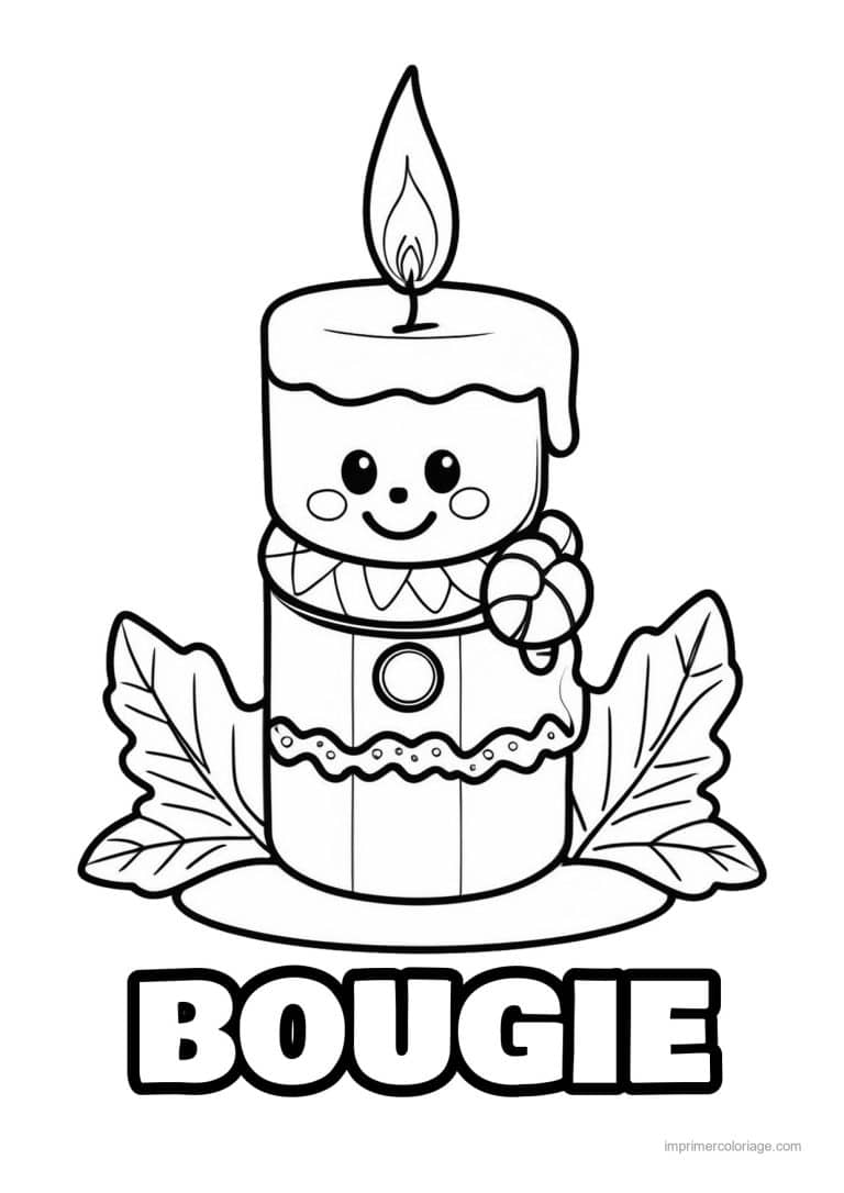 coloriage bougie bougie visage houx - dessin gratuit &agrave; imprimer