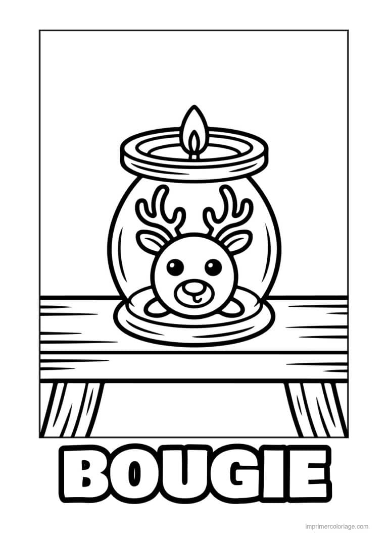 coloriage bougie chauffe bougie renne table - dessin gratuit &agrave; imprimer