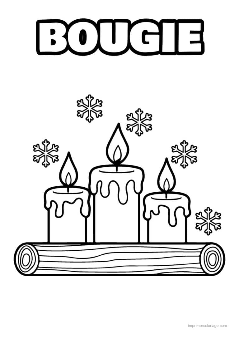 coloriage bougie trois bougies buche flocons - dessin gratuit &agrave; imprimer