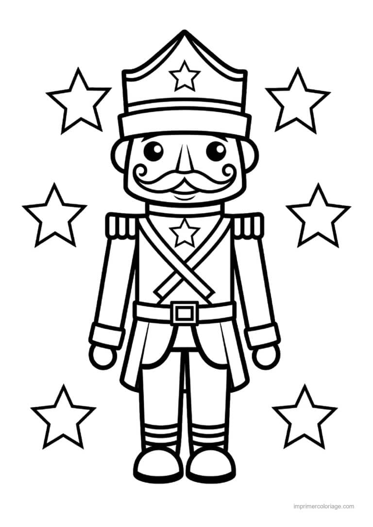 coloriage casse noisette entoure d etoiles - dessin gratuit &agrave; imprimer