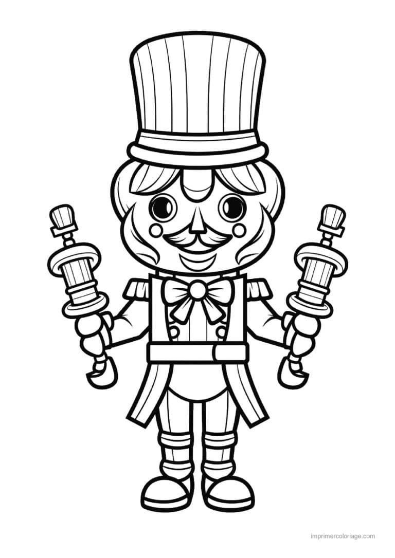 coloriage casse noisette tenant deux casse noix - dessin gratuit &agrave; imprimer